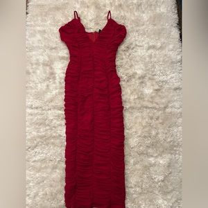 Red Windsor long fitted strap dress